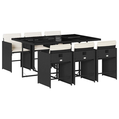 Garden Dining Set | Black | PE rattan | 7 Piece Set | Foldable