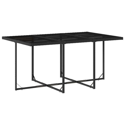 Garden Dining Set | Black | PE Rattan | 6-seater | Foldable