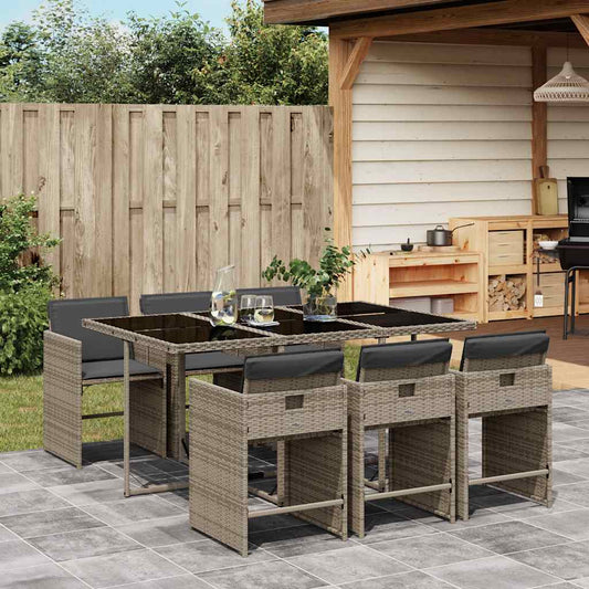 Garden Dining Set | Grey | PE Rattan | 7 Piece | Removable Covers