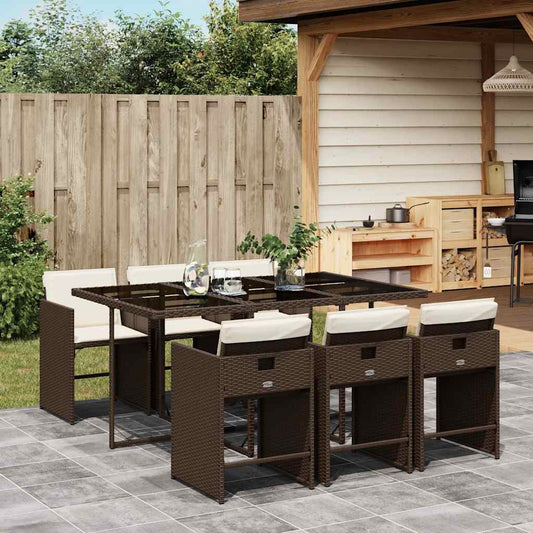 Garden Dining Set | Brown, Cream White, Black
