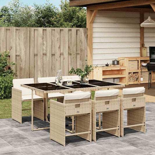 Garden Dining Set | Beige, Cream white, Black