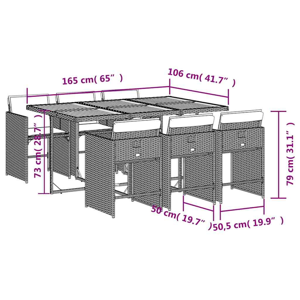 Garden Dining Set | Grey, brown