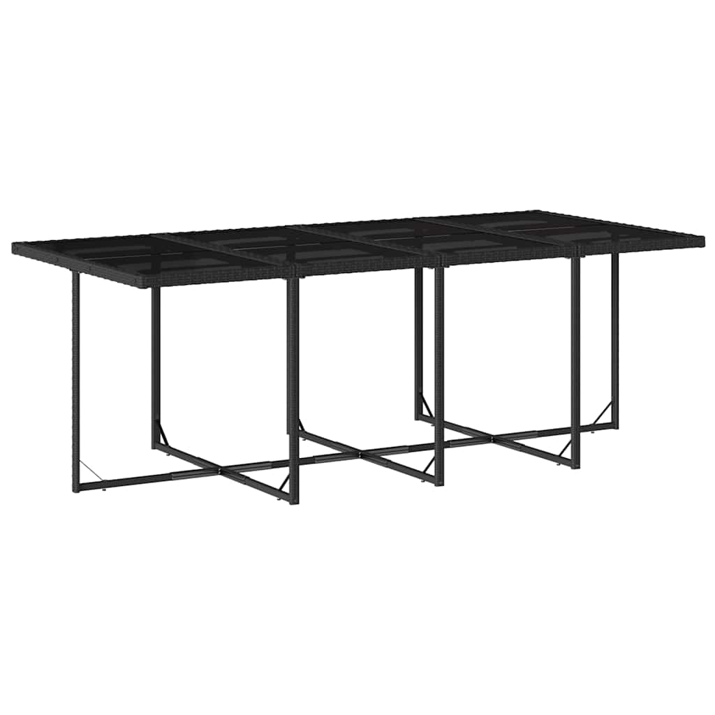 Garden Dining Set | Black | PE Rattan | 8-seater |  Foldable