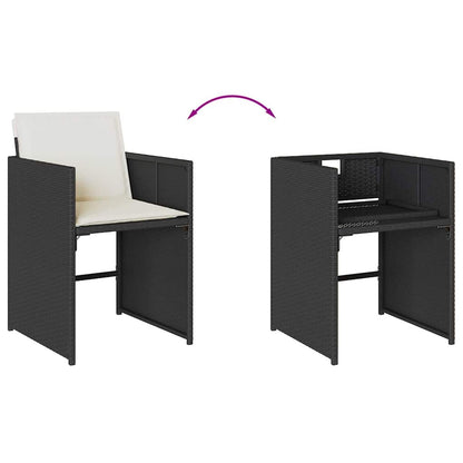 Garden Dining Set | Black | PE Rattan | 8-seater |  Foldable