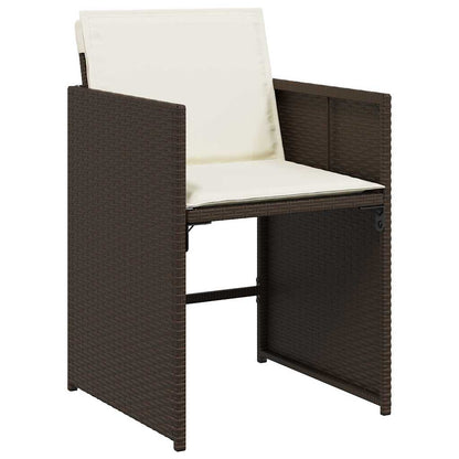 9 Piece Garden Dining Set with Cushions Brown Poly Rattan