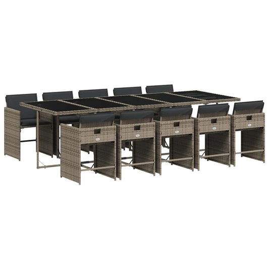 Garden Dining Set | Grey | PE rattan | 10-seater | Collapsible