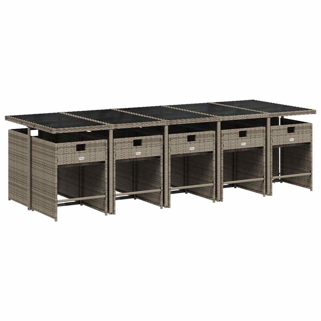 Garden Dining Set | Grey | PE rattan | 10-seater | Collapsible