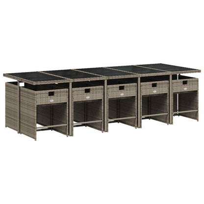 Garden Dining Set | Grey | PE rattan | 10-seater | Collapsible