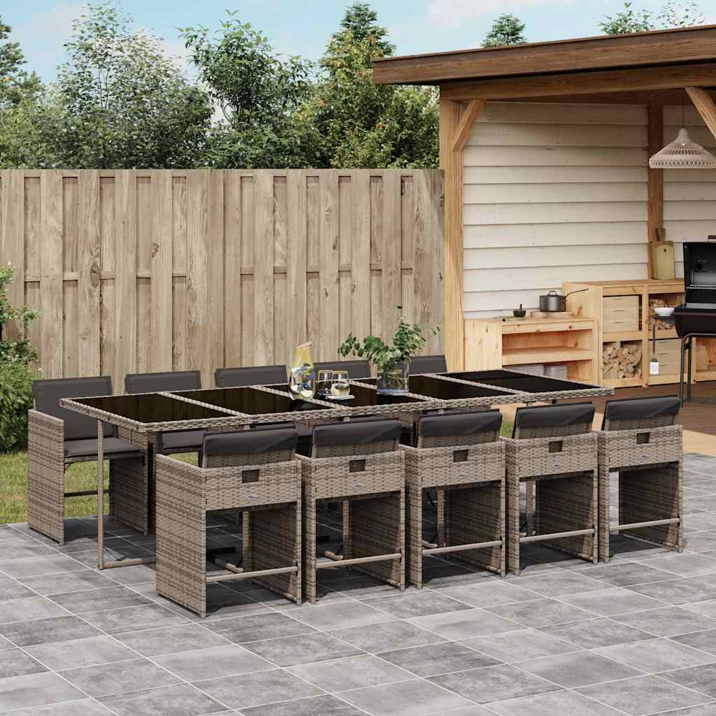 Garden Dining Set | Grey | PE rattan | 10-seater | Collapsible