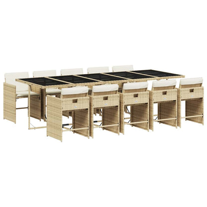 Garden Dining Set | Beige Table, Beige Chairs, Cream White Cushions