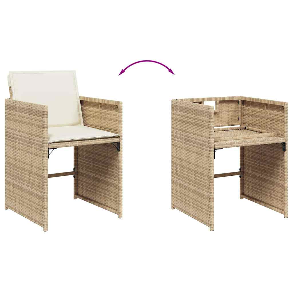 Garden Dining Set | Beige Table, Beige Chairs, Cream White Cushions