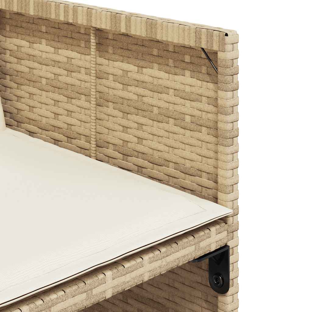 11 Piece Garden Dining Set with Cushions Beige Poly Rattan