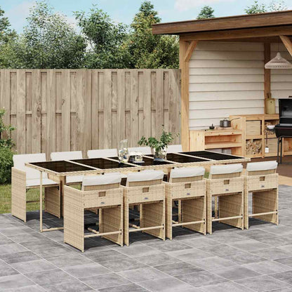 Garden Dining Set | Beige Table, Beige Chairs, Cream White Cushions