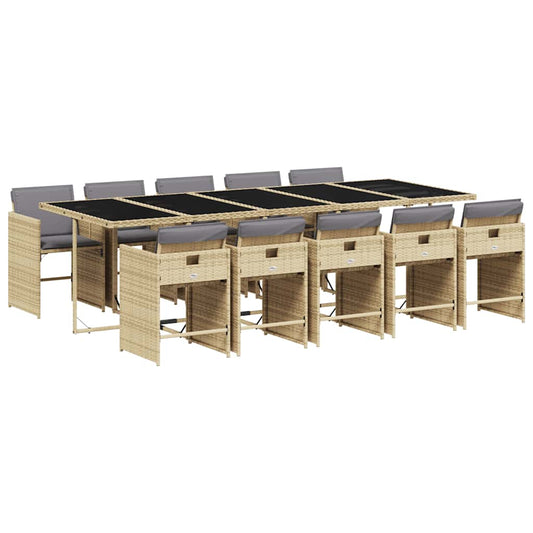 Garden Dining Set | Mix beige | PE rattan | 10-seater | Foldable
