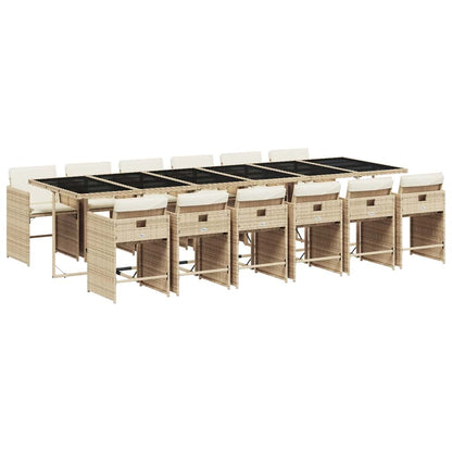 Garden Dining Set | Beige | PE rattan | Large | Foldable