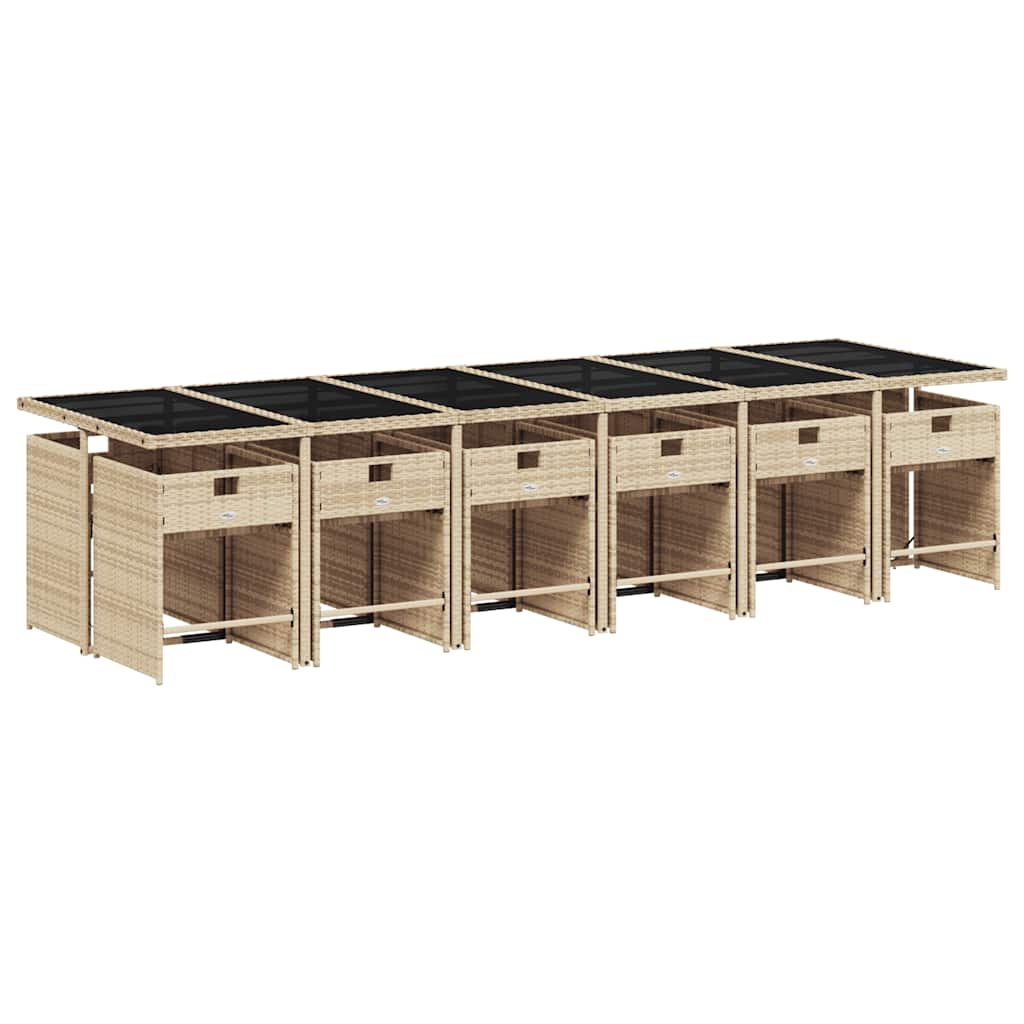 Garden Dining Set | Beige | PE rattan | Large | Foldable