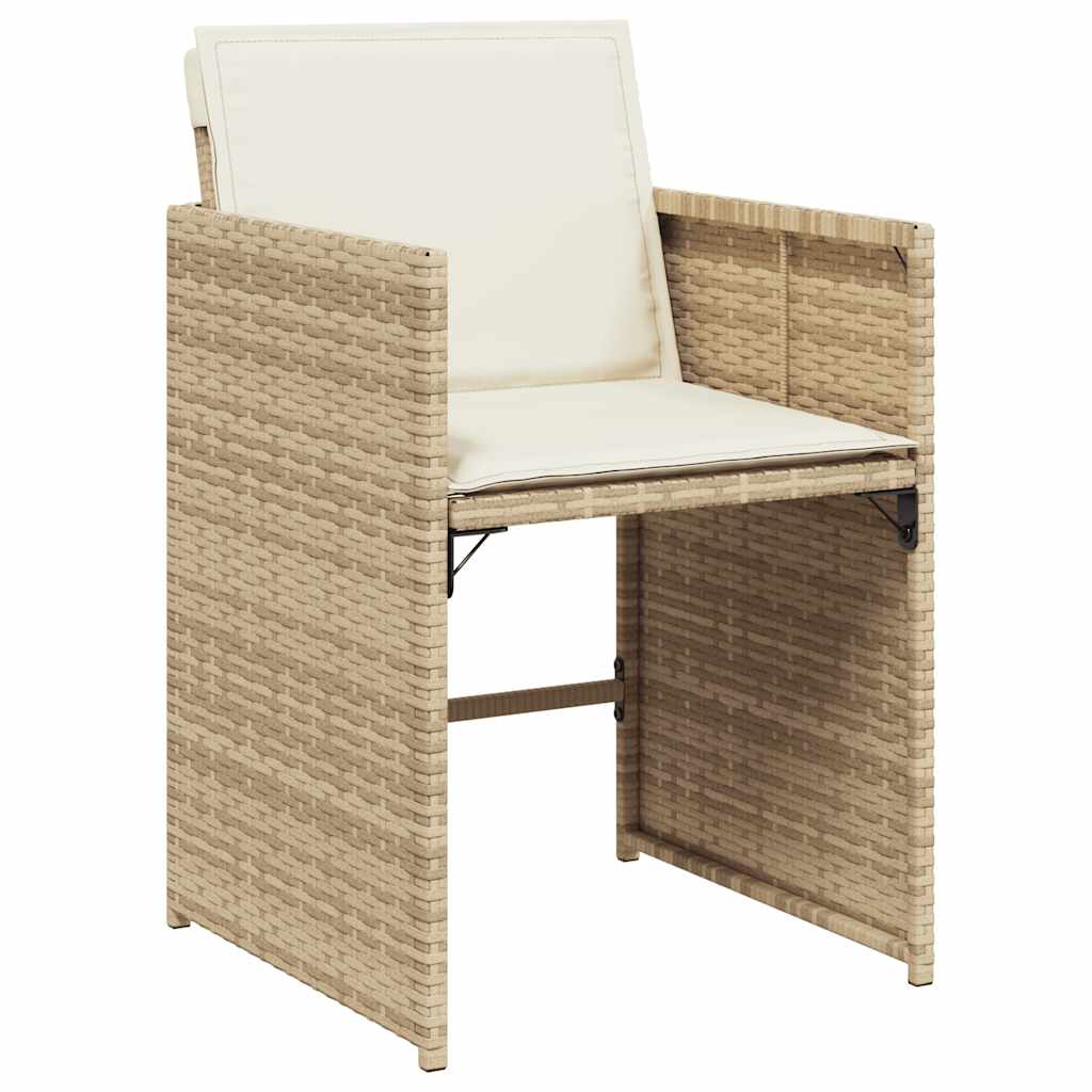 13 Piece Garden Dining Set with Cushions Beige Poly Rattan