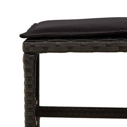 11 Piece Garden Dining Set with Cushions Black Poly Rattan