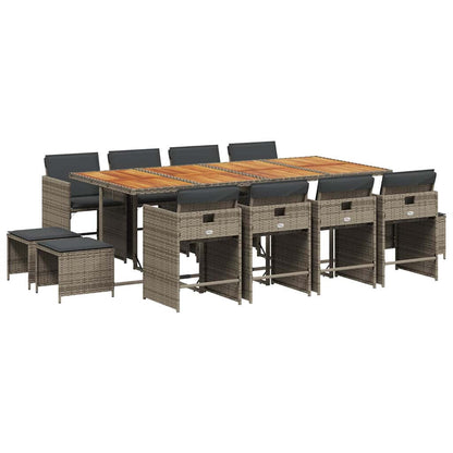 Garden Dining Set | Grey and Brown | PE Rattan | Large | Foldable