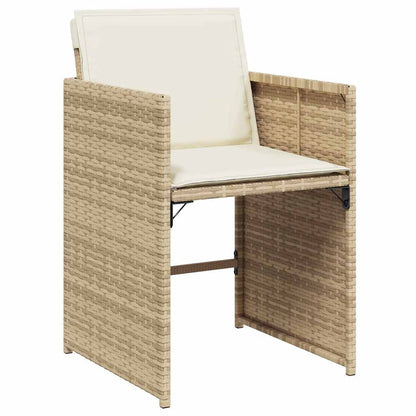 13 Piece Garden Dining Set with Cushions Beige Poly Rattan