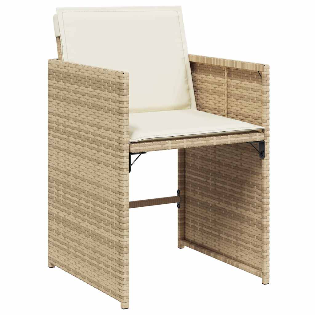 13 Piece Garden Dining Set with Cushions Beige Poly Rattan