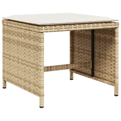 13 Piece Garden Dining Set with Cushions Beige Poly Rattan