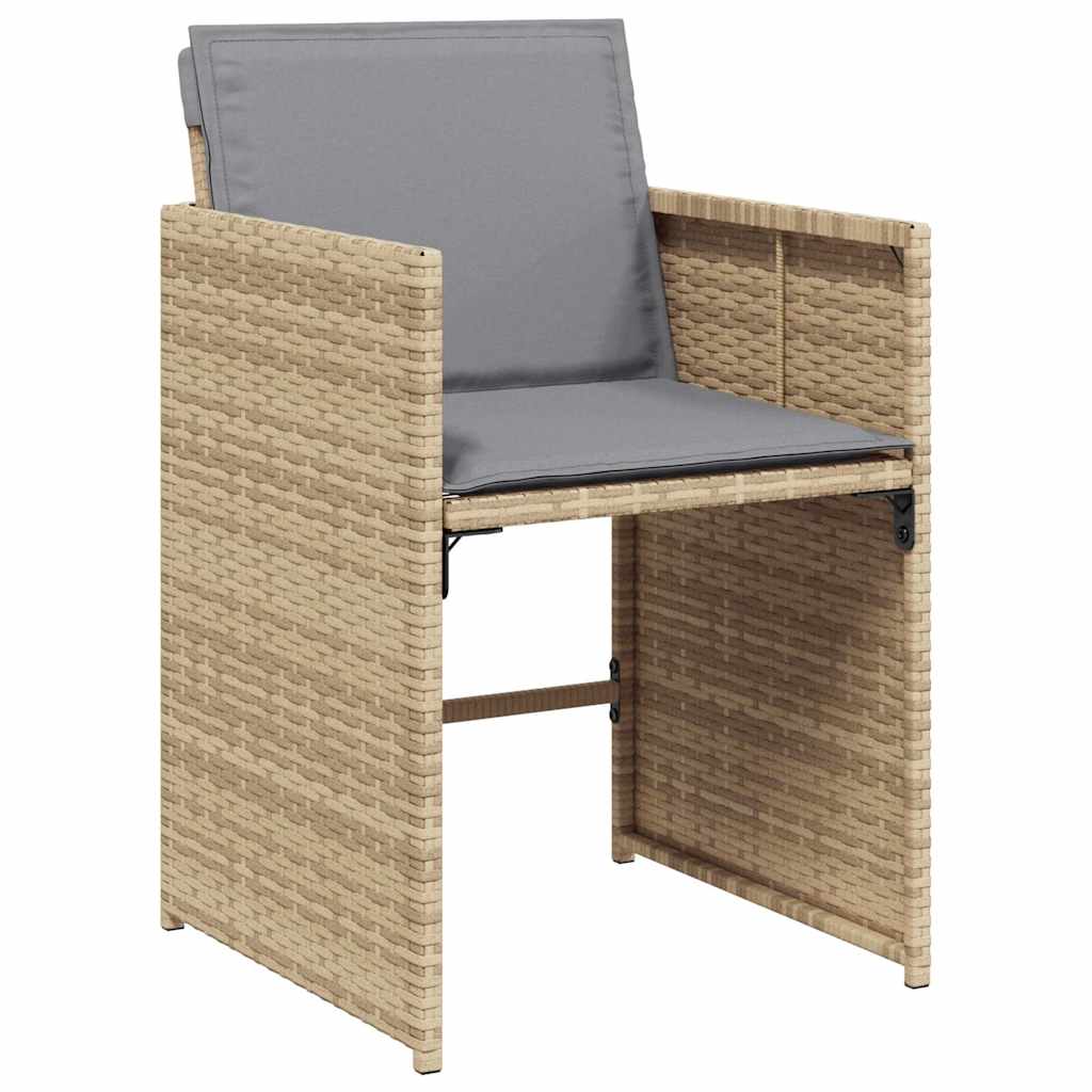 15 Piece Garden Dining Set with Cushions Mix Beige Poly Rattan