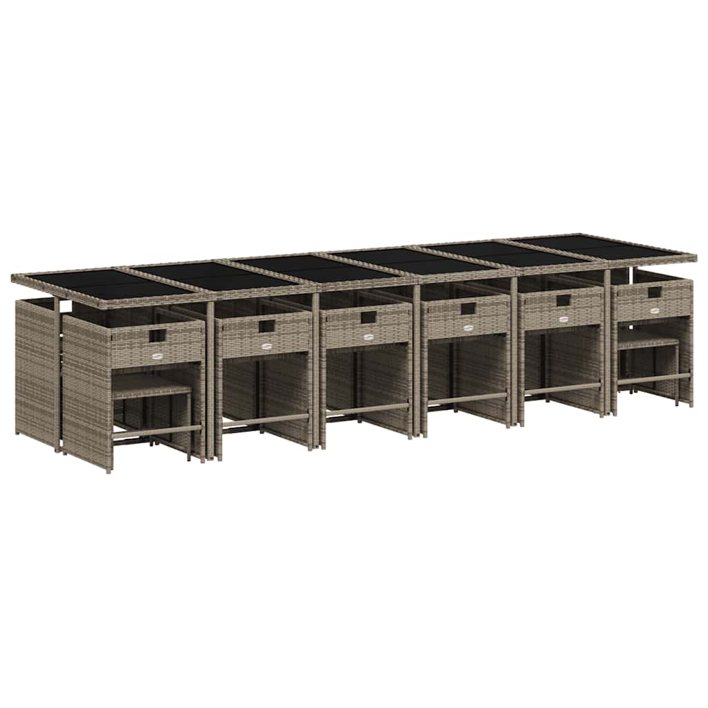 Garden Dining Set | Grey | PE rattan | Large | Collapsible