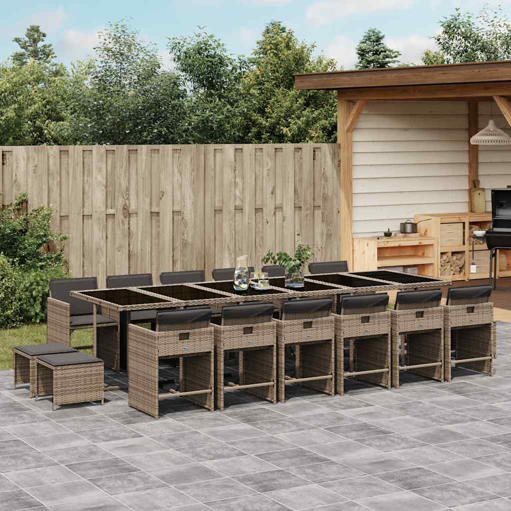 Garden Dining Set | Grey | PE rattan | Large | Collapsible