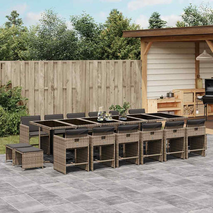 Garden Dining Set | Grey | PE rattan | Large | Collapsible