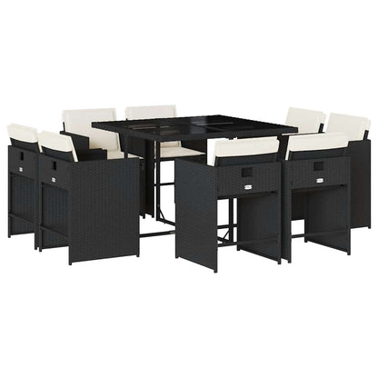Garden Dining Set | Black and Cream White | PE Rattan | 8-Seater