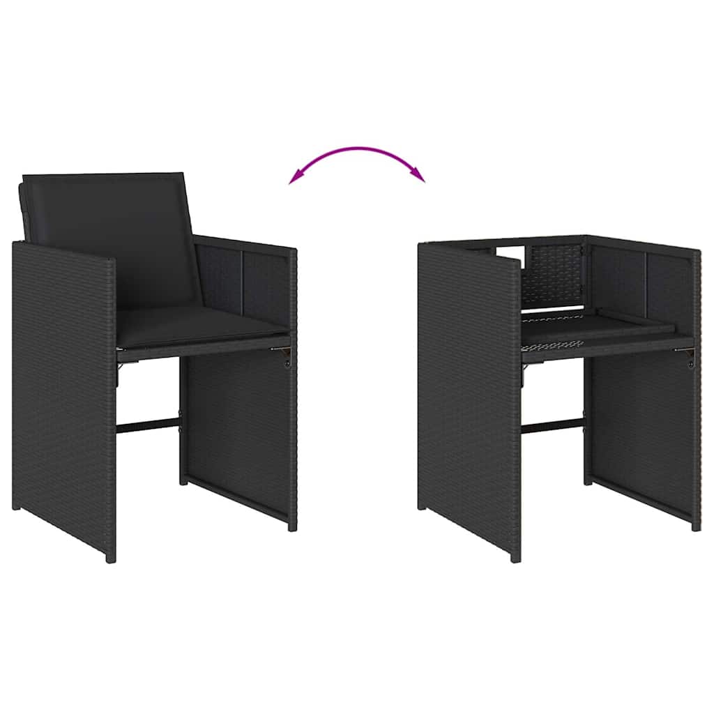 Garden Dining Set | Black | Poly Rattan | 8-Seater | Foldable