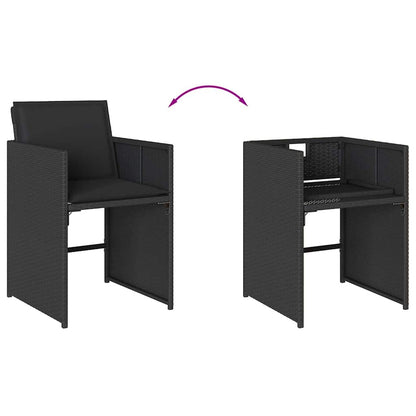 Garden Dining Set | Black | Poly Rattan | 8-Seater | Foldable