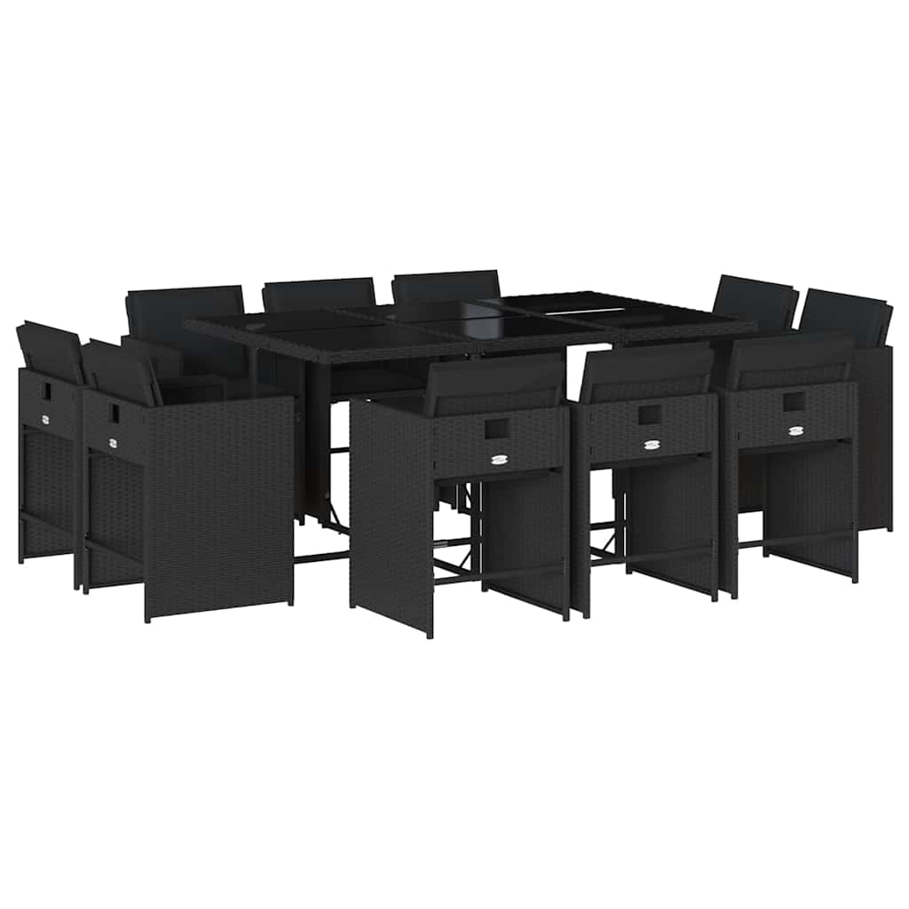 Garden Dining Set | Black | PE Rattan | Large | Foldable