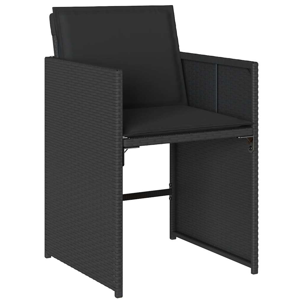 Garden Dining Set | Black | PE Rattan | Large | Foldable