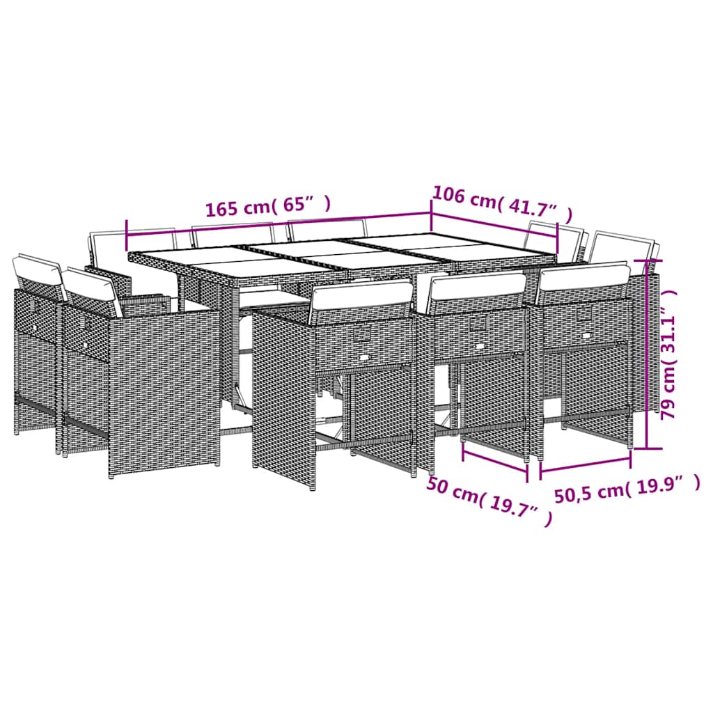 Garden Dining Set | Black | PE Rattan | Large | Foldable