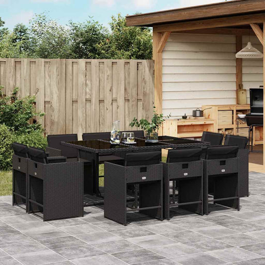 Garden Dining Set | Black | PE Rattan | Large | Foldable