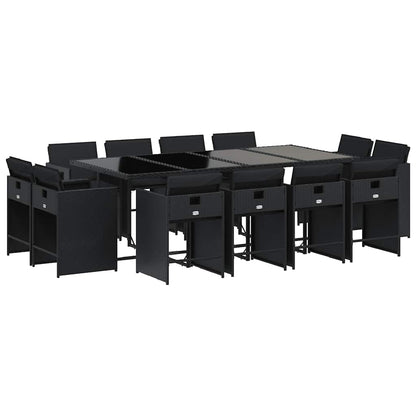 Garden Dining Set | Black | PE rattan | Large | Foldable