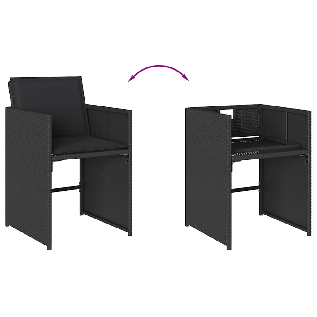 Garden Dining Set | Black | PE rattan | Large | Foldable