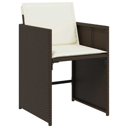 15 Piece Garden Dining Set with Cushions Brown Poly Rattan