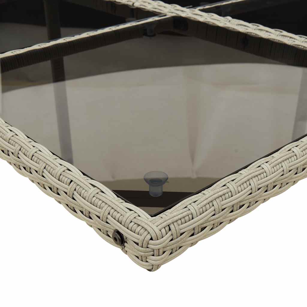 15 Piece Garden Dining Set with Cushions Light Grey Poly Rattan