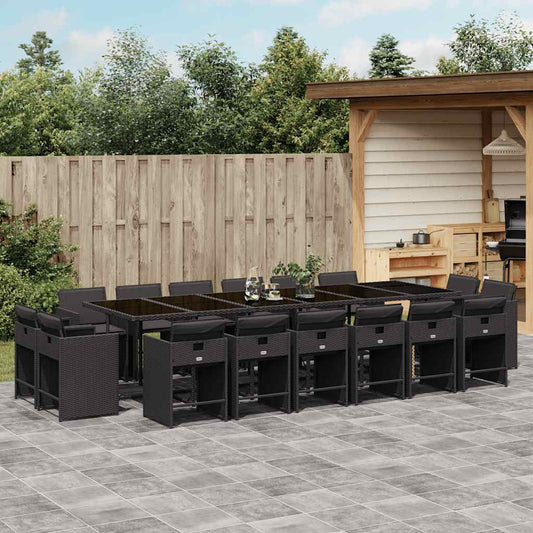 Garden Dining Set | Black | PE rattan | Large | Foldable