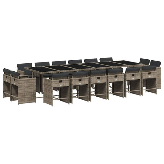 Garden Dining Set | Grey | Poly Rattan | 16-seater | Foldable