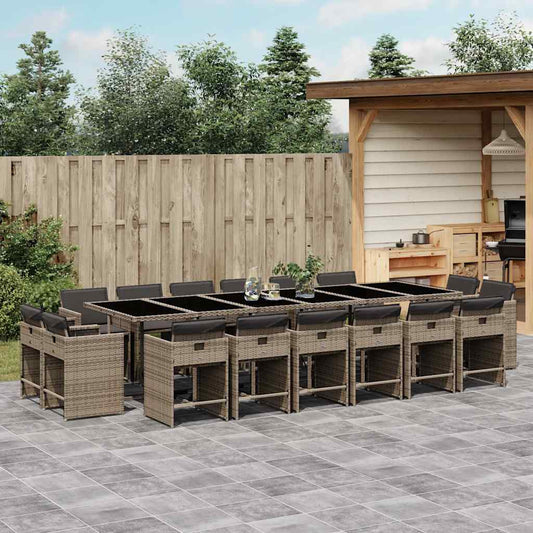 Garden Dining Set | Grey | Poly Rattan | 16-seater | Foldable