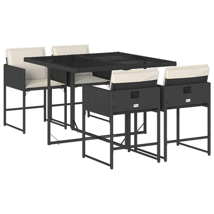 Garden Dining Set | Black | PE rattan | 4-seater | Foldable