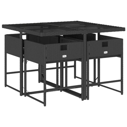 Garden Dining Set | Black | PE rattan | 4-seater | Foldable