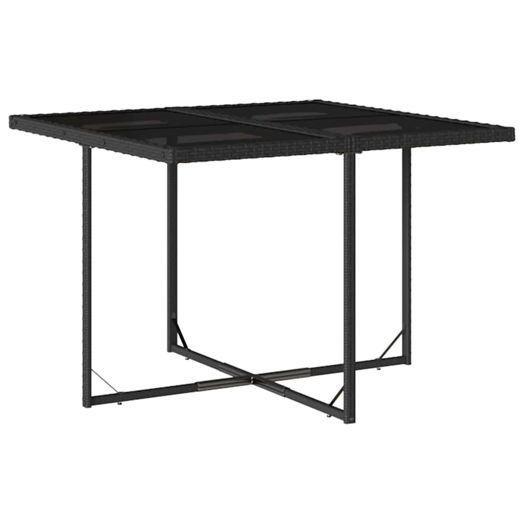 Garden Dining Set | Black | PE rattan | 4-seater | Foldable