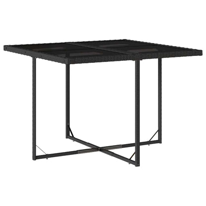 Garden Dining Set | Black | PE rattan | 4-seater | Foldable