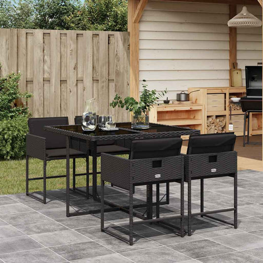 Garden Dining Set | Black | PE Rattan | 4-seater |  Durable