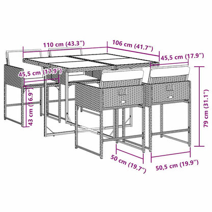 Garden Dining Set | Grey | PE rattan | Compact | Removable Covers